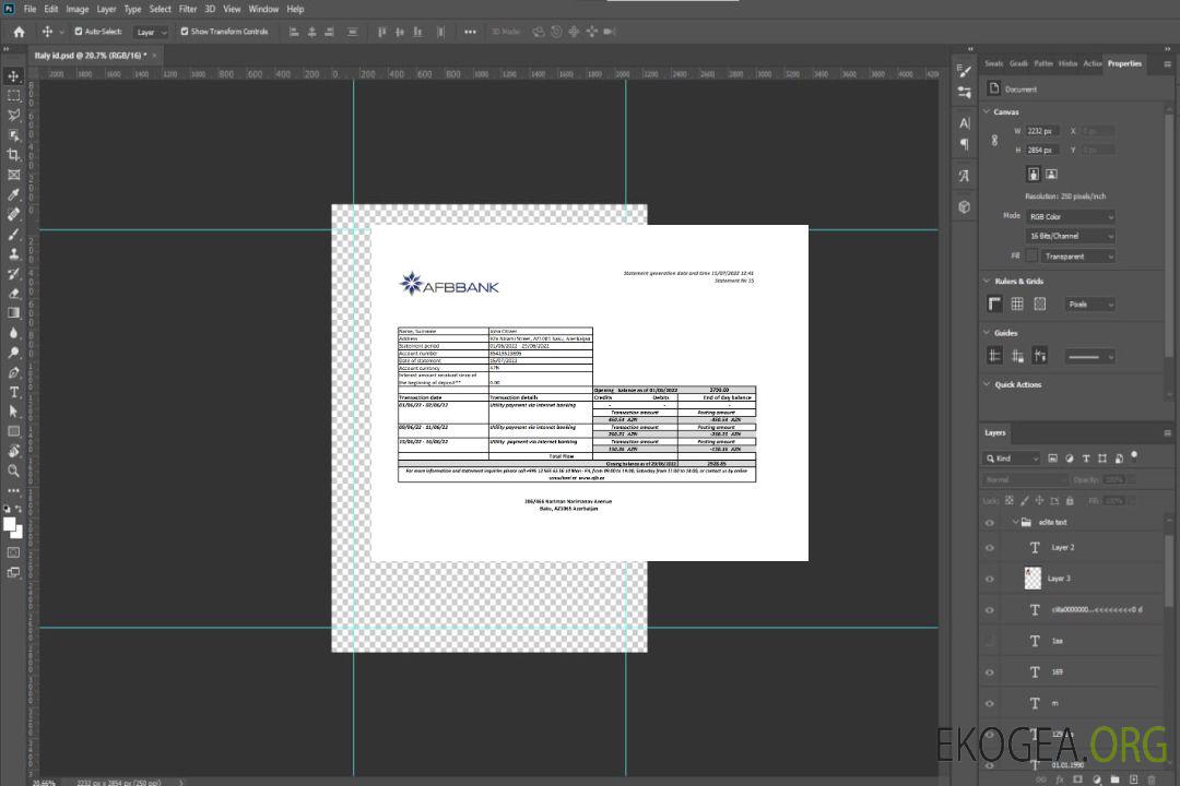 Relevé de la banque Afbbank d'Azerbaïdjan template